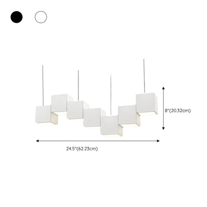 White Cube Modern Island Pendant Light, Adjustable