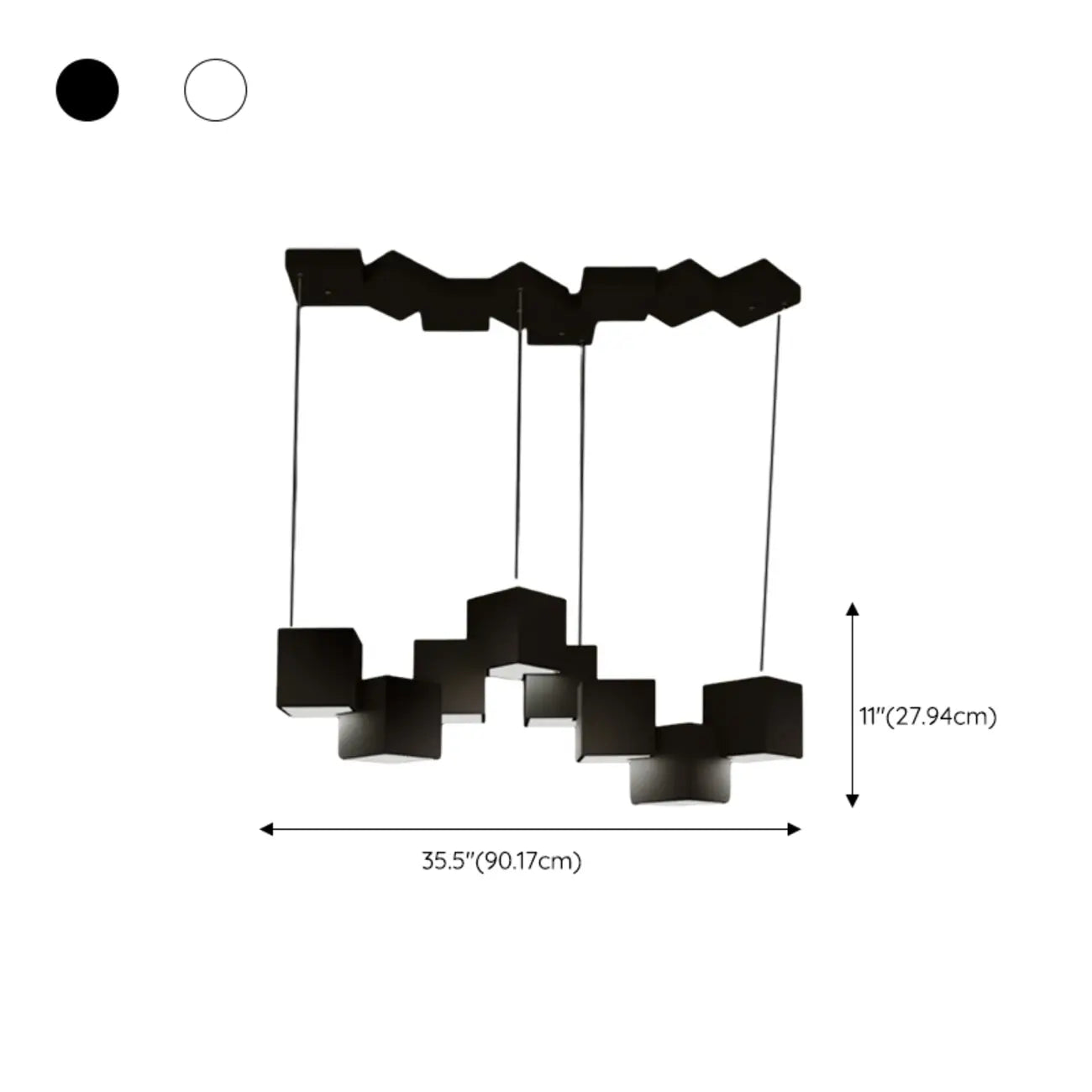 White Cube Modern Island Pendant Light, Adjustable