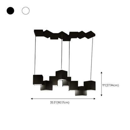 White Cube Modern Island Pendant Light, Adjustable