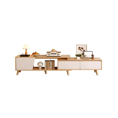 78.7 Natural Wood Open Storage Drawers TV Stand with Legs