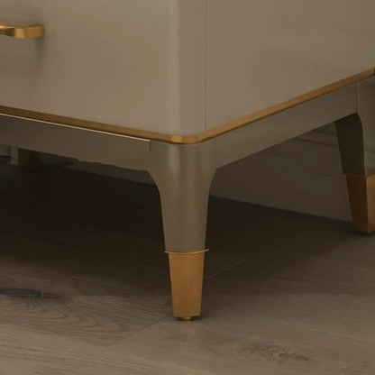 Glam Gold White Metallic Top 2-Drawer Nightstand