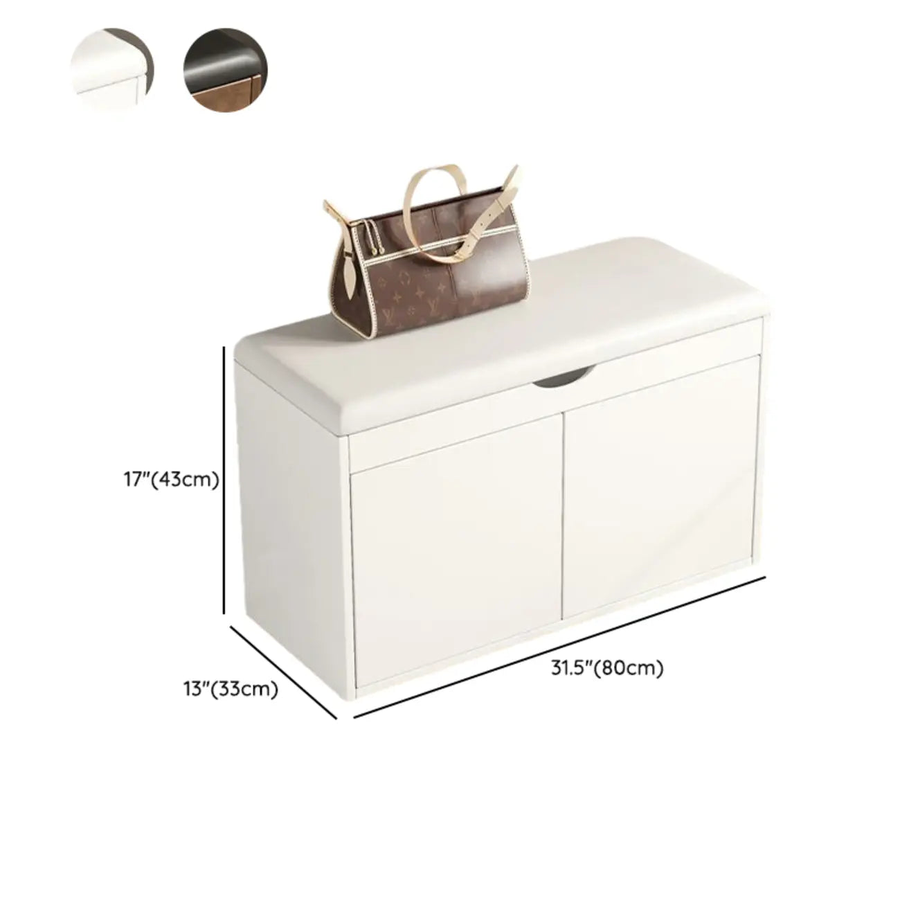 Solid Wood Shoe Storage Bench with Cushion Top & Open Shelf