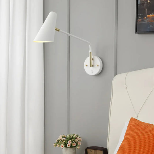 Modern White Metal Adjustable Swing Arm Wall Light