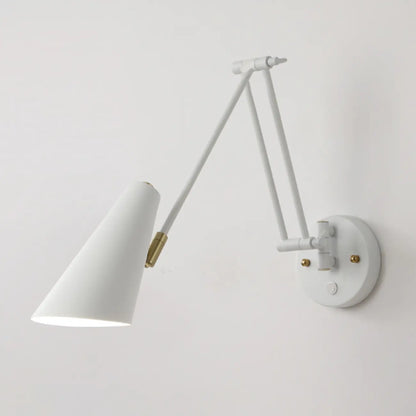 Modern White Metal Adjustable Swing Arm Wall Light