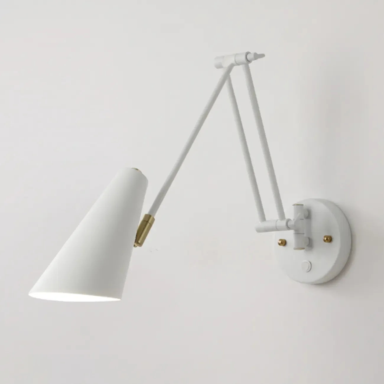 Modern White Metal Adjustable Swing Arm Wall Light