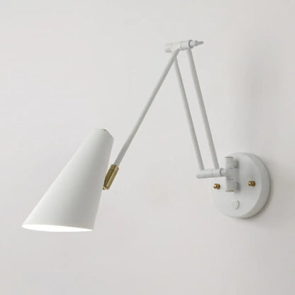 Modern White Metal Adjustable Swing Arm Wall Light