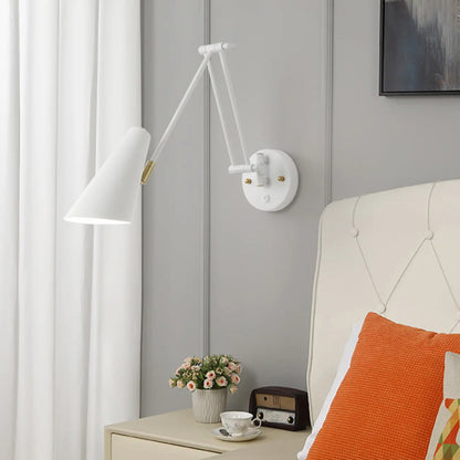 Modern White Metal Adjustable Swing Arm Wall Light