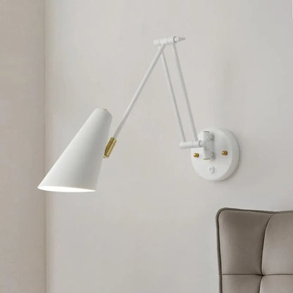 Modern White Metal Adjustable Swing Arm Wall Light