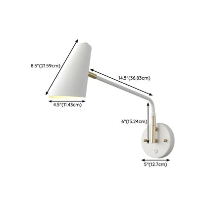 Modern White Metal Adjustable Swing Arm Wall Light