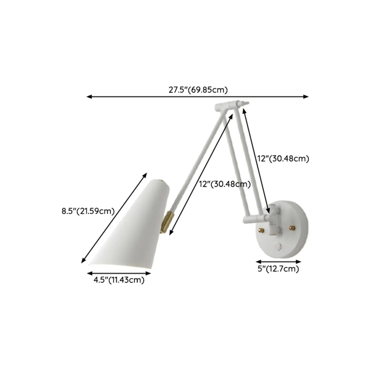 Modern White Metal Adjustable Swing Arm Wall Light