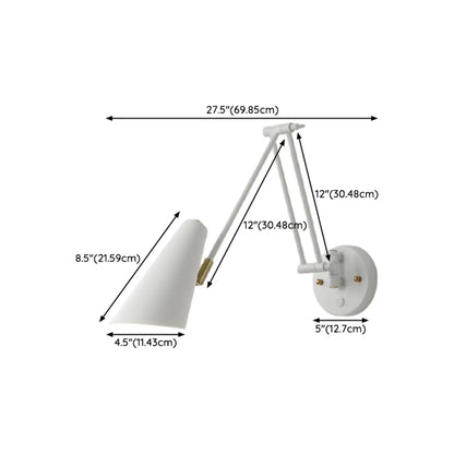 Modern White Metal Adjustable Swing Arm Wall Light