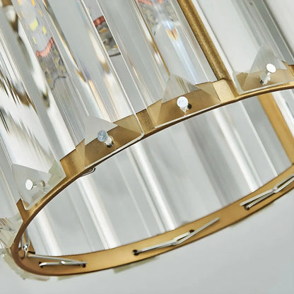 3-Light Gold Crystal Geometric Island Pendant Light for Kitchen