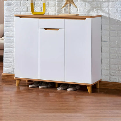 Entryway White Solid Wood Shoe Storage Cabinet