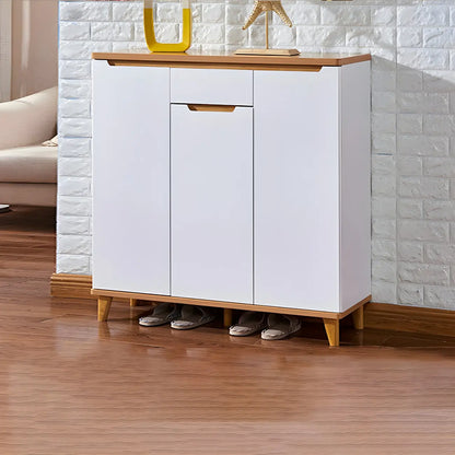 Entryway White Solid Wood Shoe Storage Cabinet
