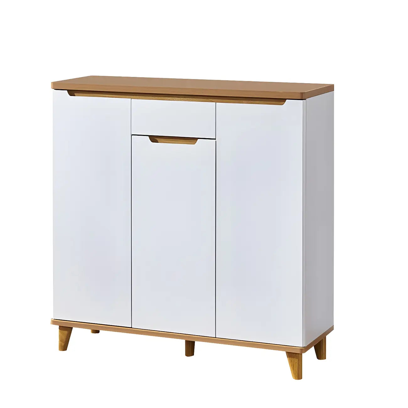 Entryway White Solid Wood Shoe Storage Cabinet