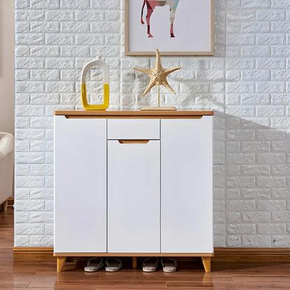 Entryway White Solid Wood Shoe Storage Cabinet