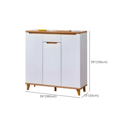 Entryway White Solid Wood Shoe Storage Cabinet