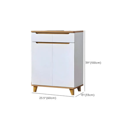 Entryway White Solid Wood Shoe Storage Cabinet