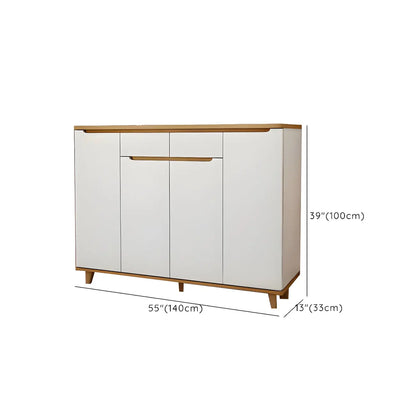 Entryway White Solid Wood Shoe Storage Cabinet