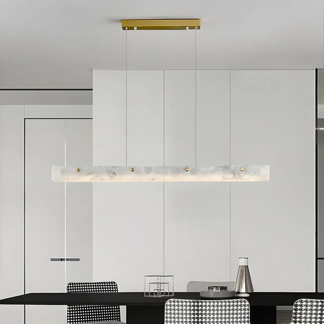 Modern Gold Metal Rectangle Kitchen Island Pendant Light