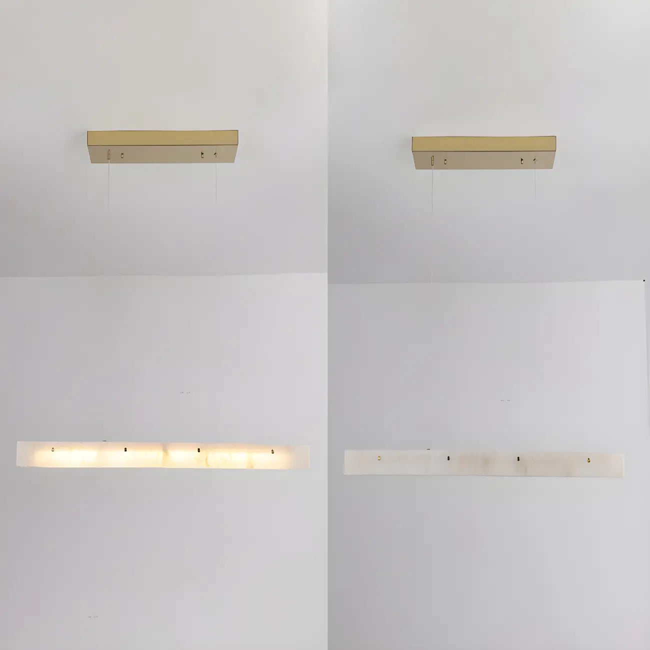 Modern Gold Metal Rectangle Kitchen Island Pendant Light