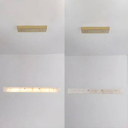 Modern Gold Metal Rectangle Kitchen Island Pendant Light