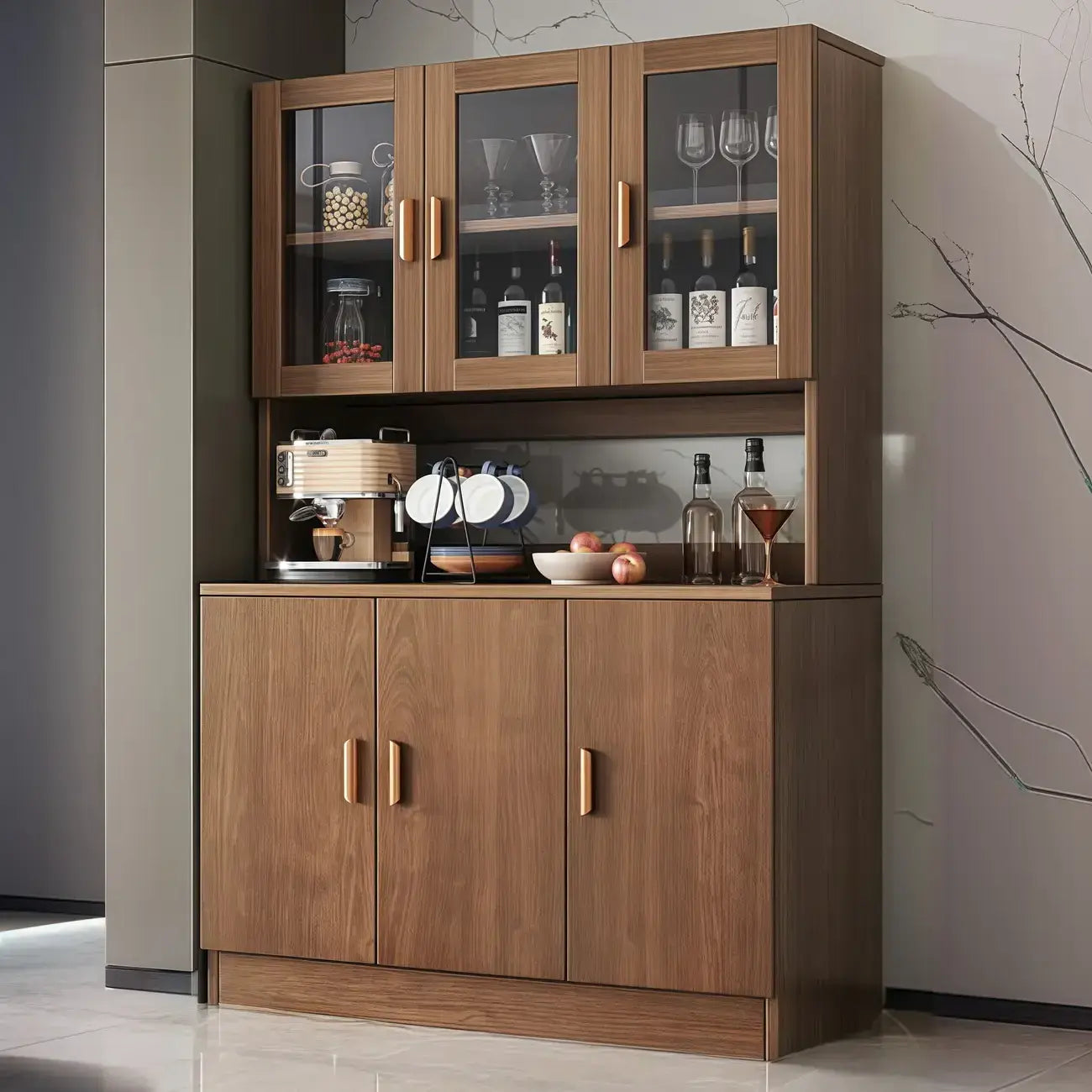 Large Wooden Acrylic Display Storage Adjustable Buffet Cabinet