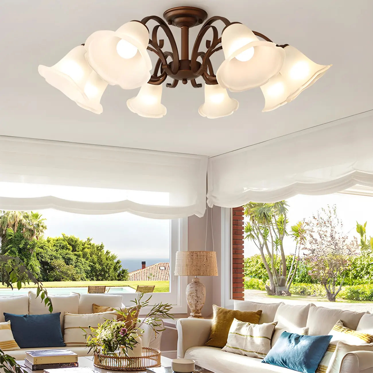 Elegant Bell Semi Flush LED Ceiling Light for Living Room