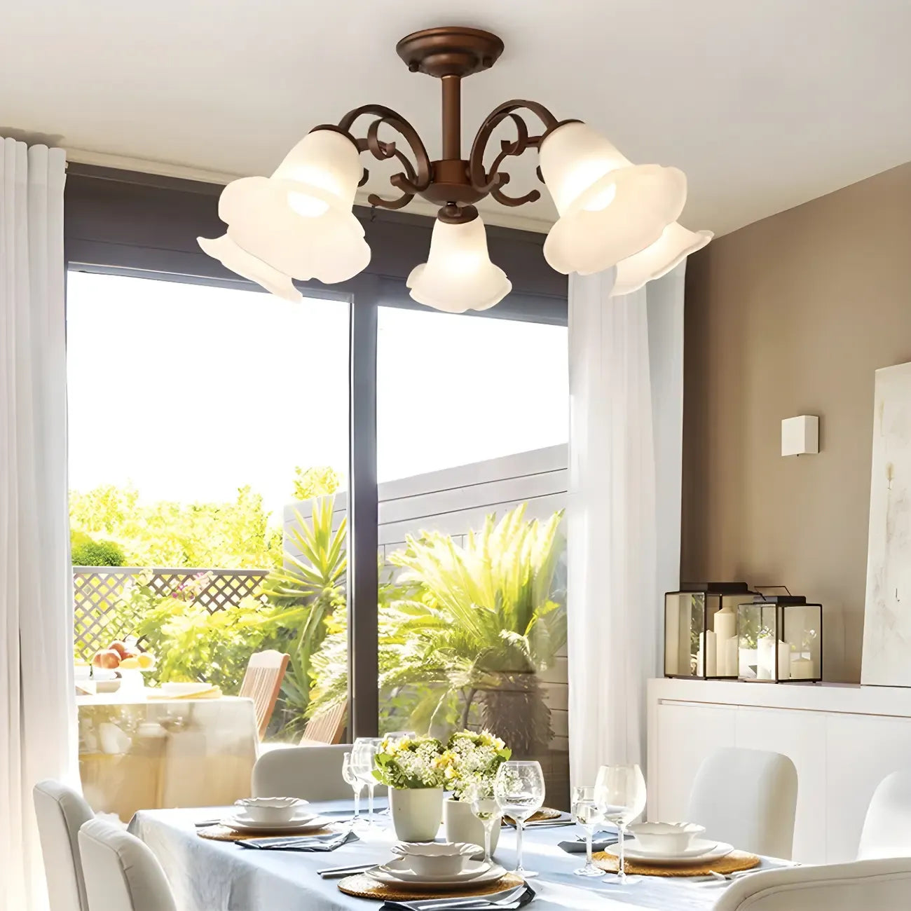 Elegant Bell Semi Flush LED Ceiling Light for Living Room