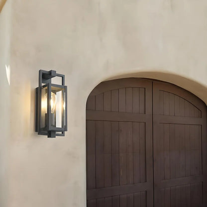 Industrial Metal Black Rectangle Lantern Outdoor Wall Light