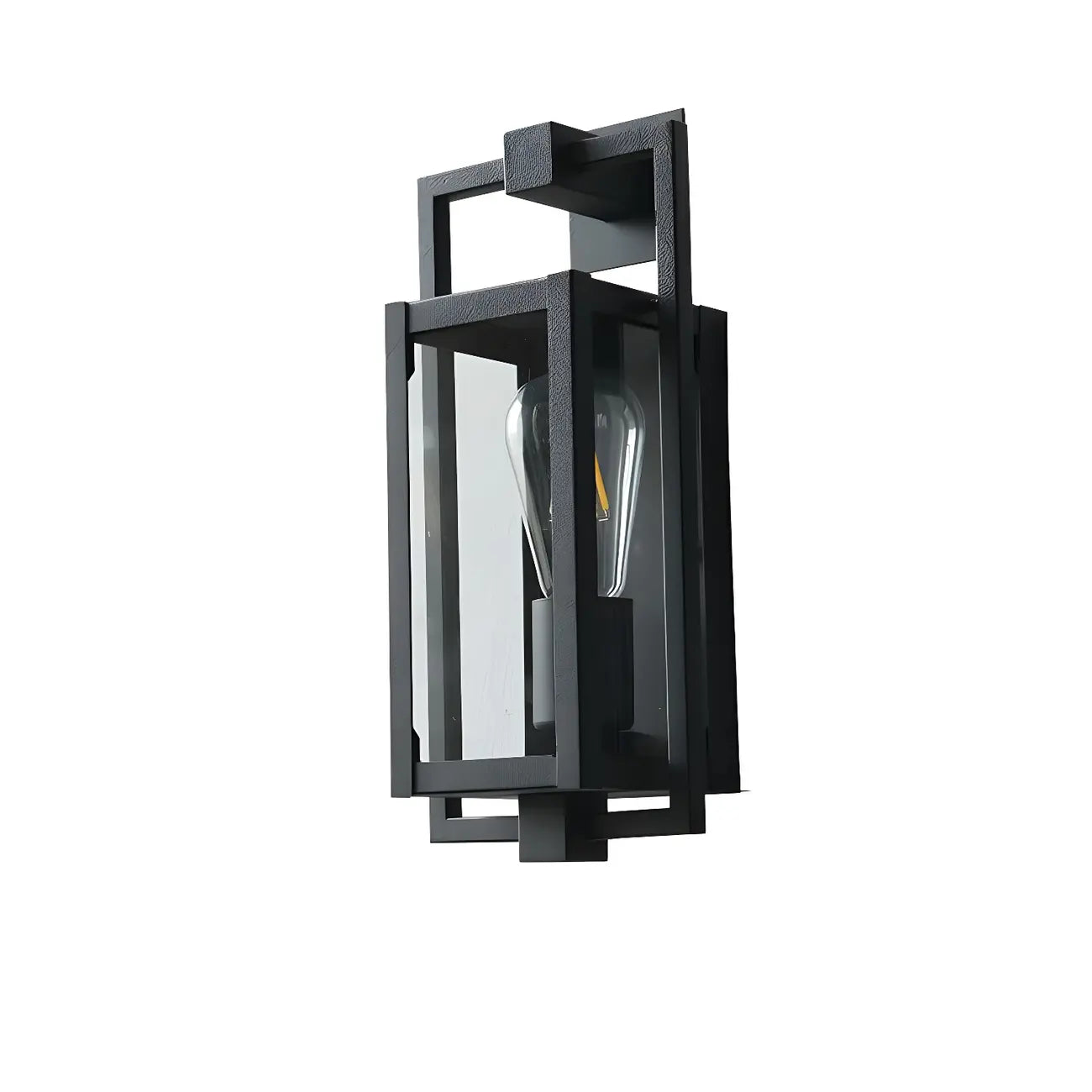 Industrial Metal Black Rectangle Lantern Outdoor Wall Light