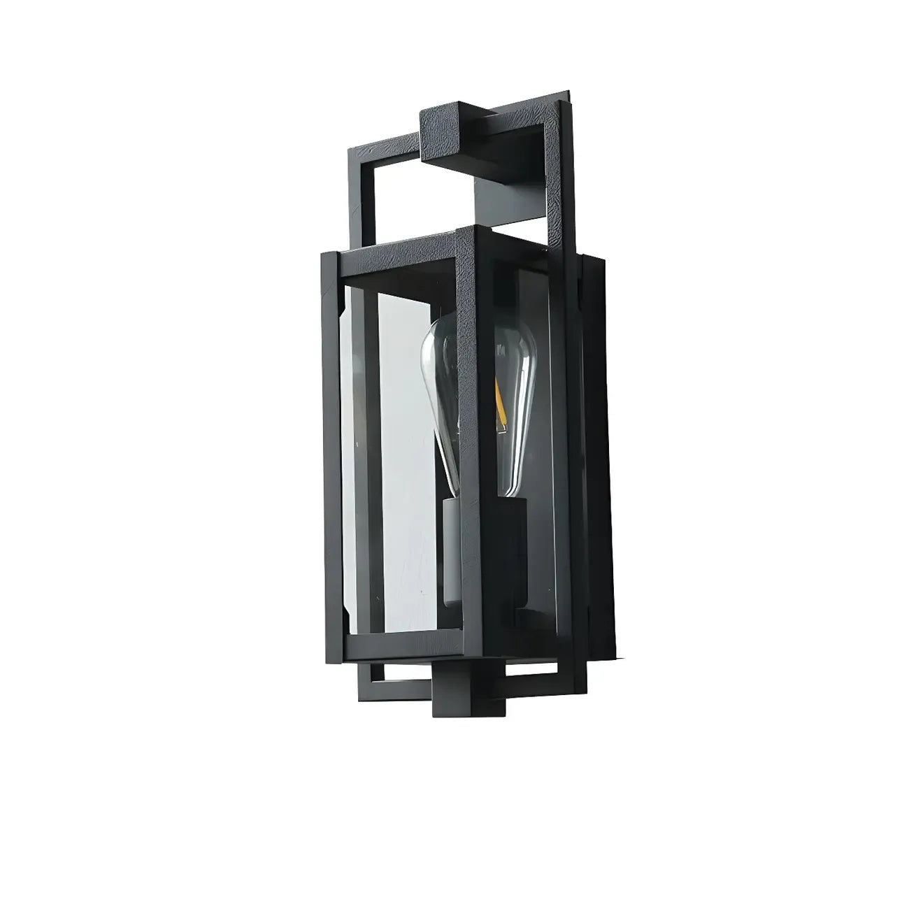 Industrial Metal Black Rectangle Lantern Outdoor Wall Light
