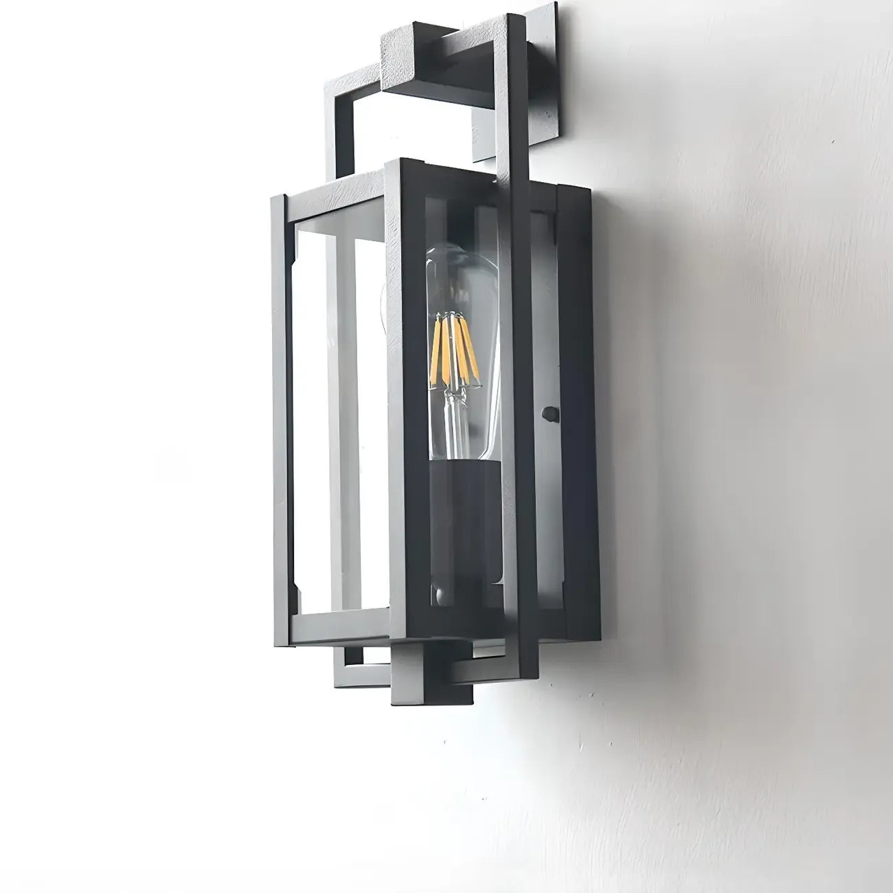 Industrial Metal Black Rectangle Lantern Outdoor Wall Light