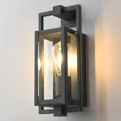 Industrial Metal Black Rectangle Lantern Outdoor Wall Light