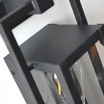 Industrial Metal Black Rectangle Lantern Outdoor Wall Light