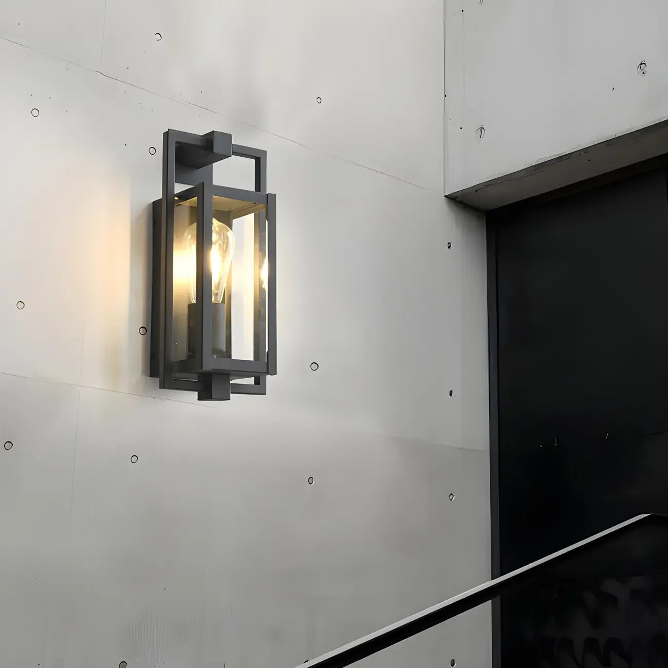 Industrial Metal Black Rectangle Lantern Outdoor Wall Light