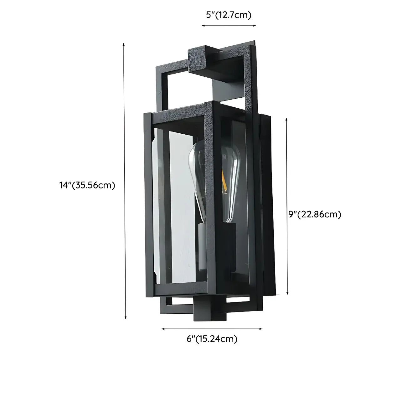 Industrial Metal Black Rectangle Lantern Outdoor Wall Light