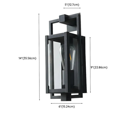 Industrial Metal Black Rectangle Lantern Outdoor Wall Light