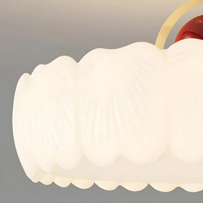 Drum Shape Beige Semi-Flush Ceiling Light with Plastic Shade