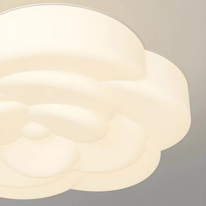 Drum Shape Beige Semi-Flush Ceiling Light with Plastic Shade