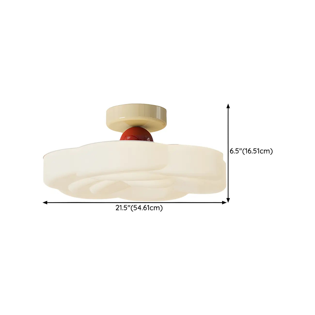 Drum Shape Beige Semi-Flush Ceiling Light with Plastic Shade