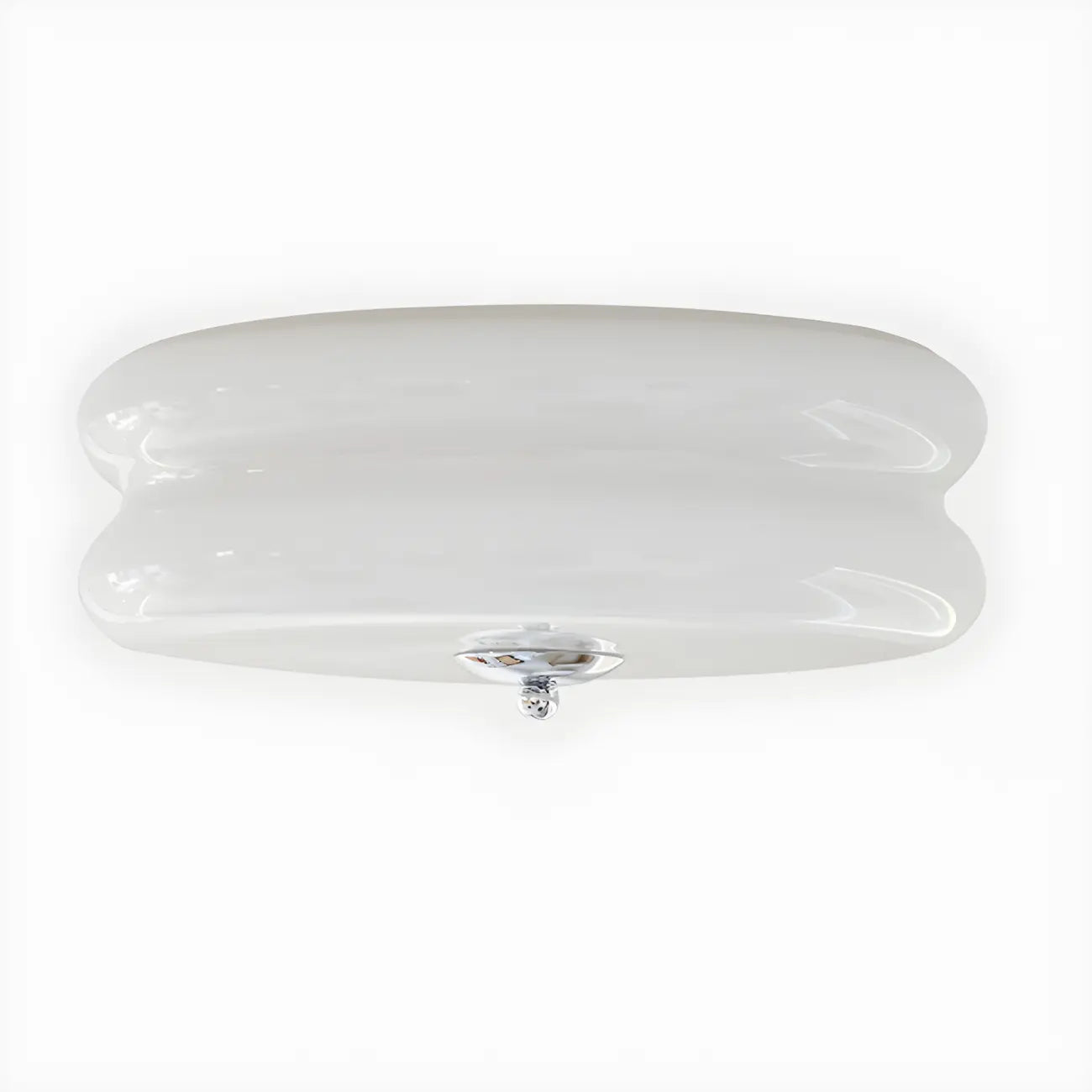 Modern Creamy Round Double-Tier Glass LED Flush Ceiling Light