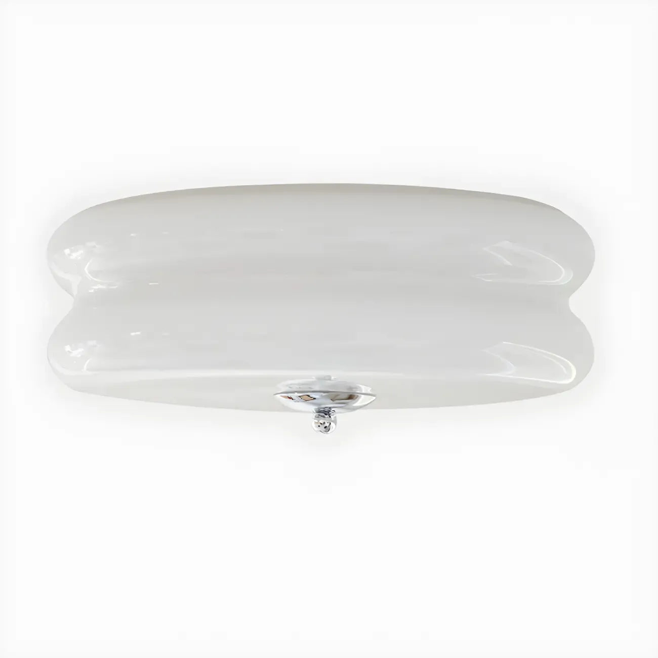 Modern Creamy Round Double-Tier Glass LED Flush Ceiling Light