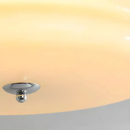 Modern Creamy Round Double-Tier Glass LED Flush Ceiling Light