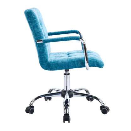 Adjustable Blue Fabric Upholstered Swivel Office Chair