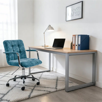 Adjustable Blue Fabric Upholstered Swivel Office Chair