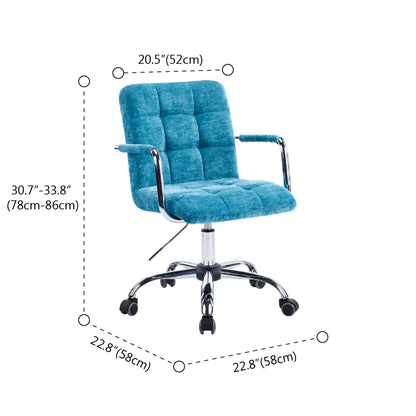 Adjustable Blue Fabric Upholstered Swivel Office Chair