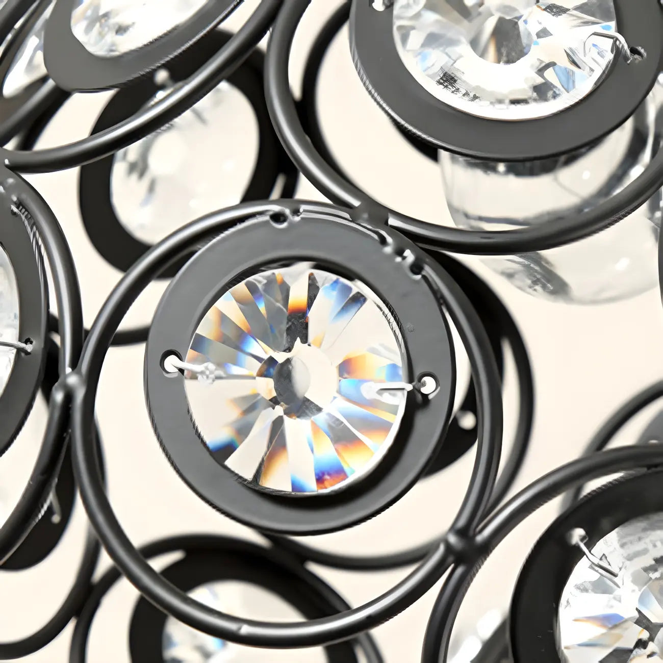 Industrial Hollow Dome Semi Flush Ceiling Light with Crystal