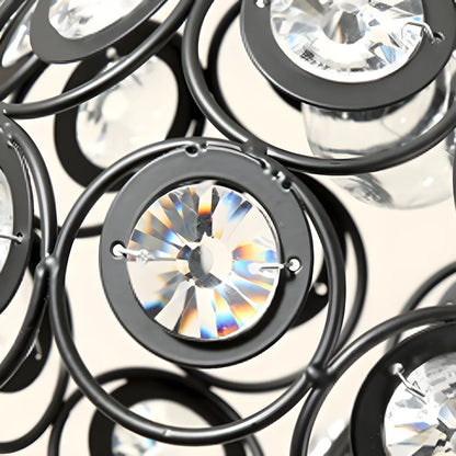 Industrial Hollow Dome Semi Flush Ceiling Light with Crystal