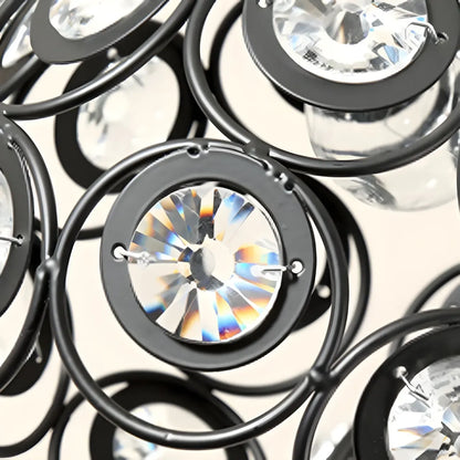 Industrial Hollow Dome Semi Flush Ceiling Light with Crystal